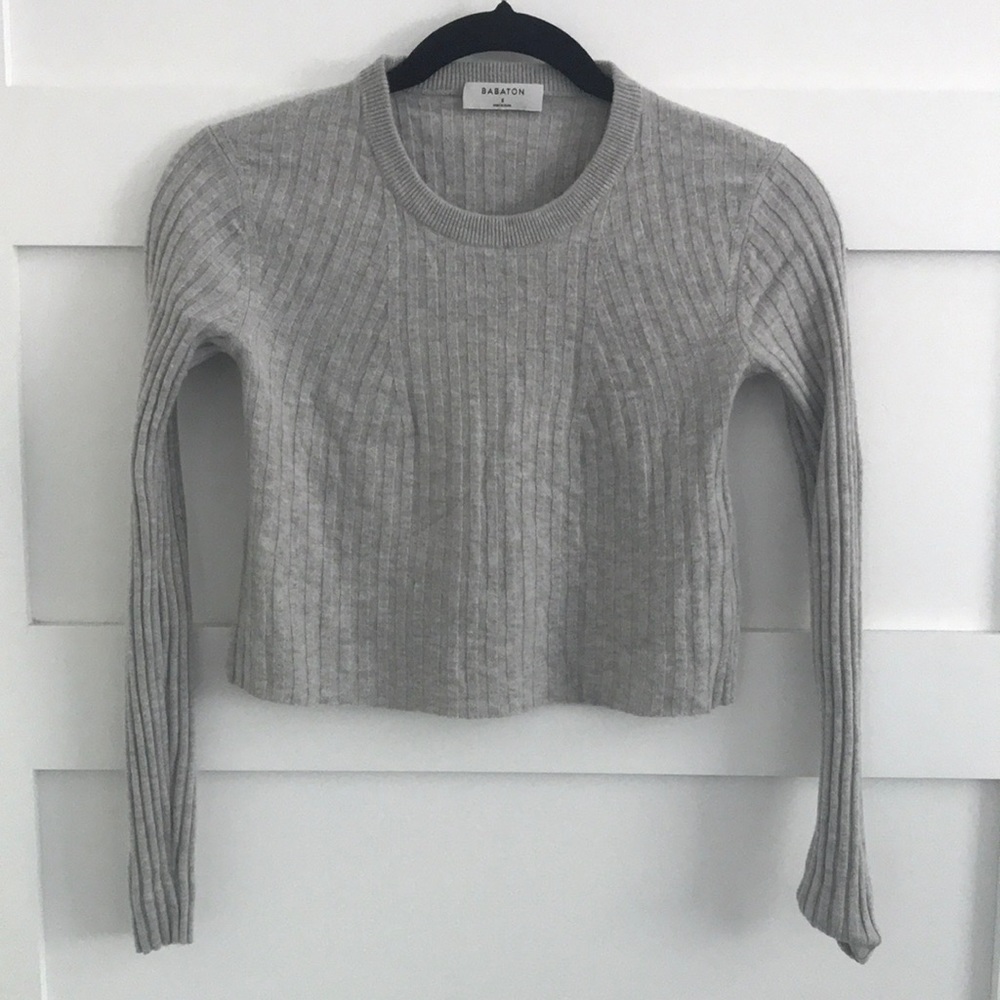 Aritzia babaton cropped grey wool sweater size S